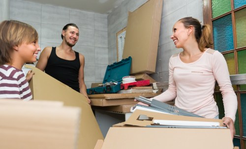 Loading boxes and furniture into a van for a local Kentish Town move