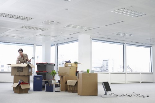 Packed boxes and furniture prepared for local removals